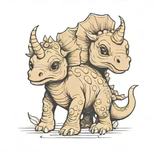 Baby Triceratops And Baby Brontosaurus