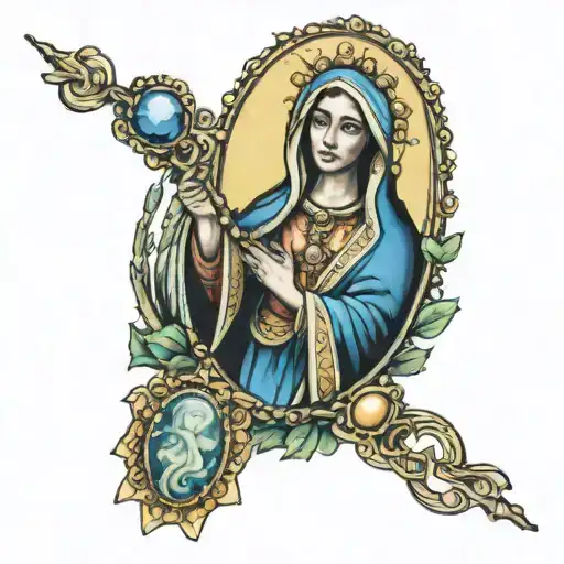 Virgen Mary Holding Rosary