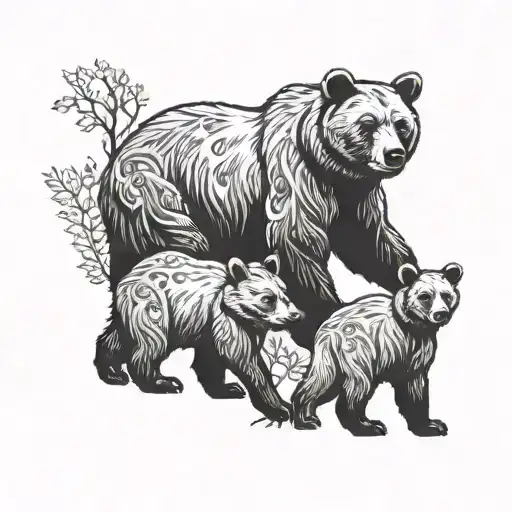 A Bear And Two Cubs