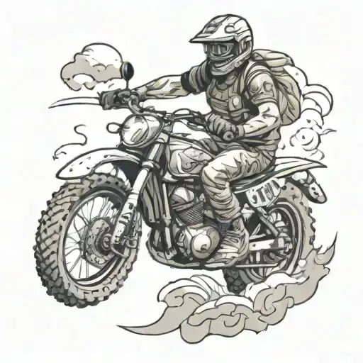 Dad With Son Riding Dirtbike