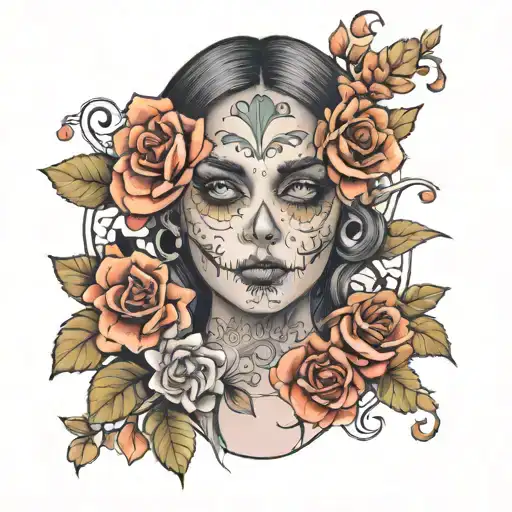 Girl Muertos Flowers In Place Of Eyes Realism