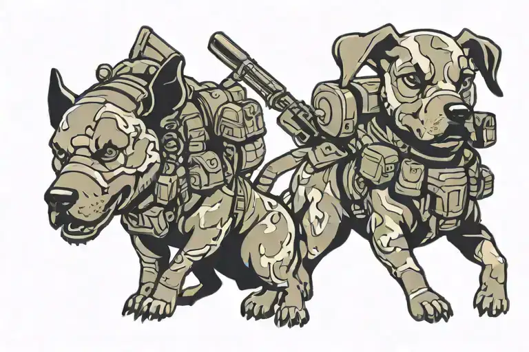 Soldier And Dog Silhouettes On Overwatch