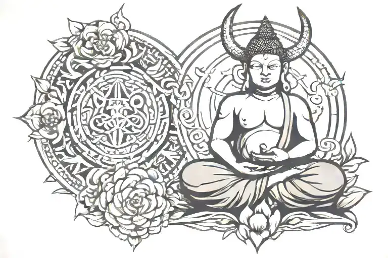 Taurus Zodiac Symbol And Buddha Meditating