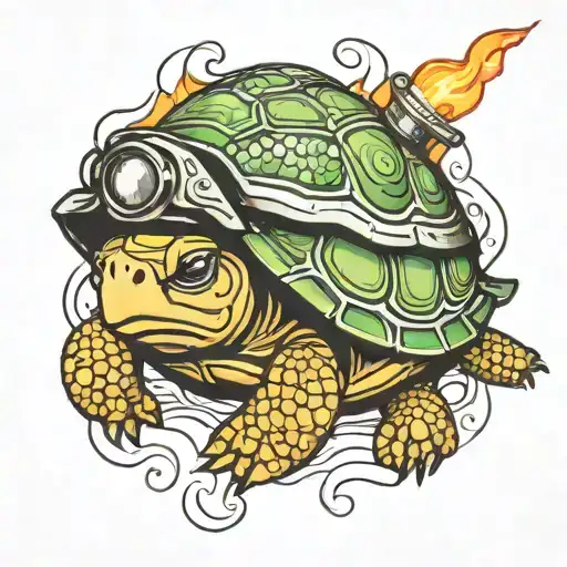 Turtle Wearing Fire Helmet