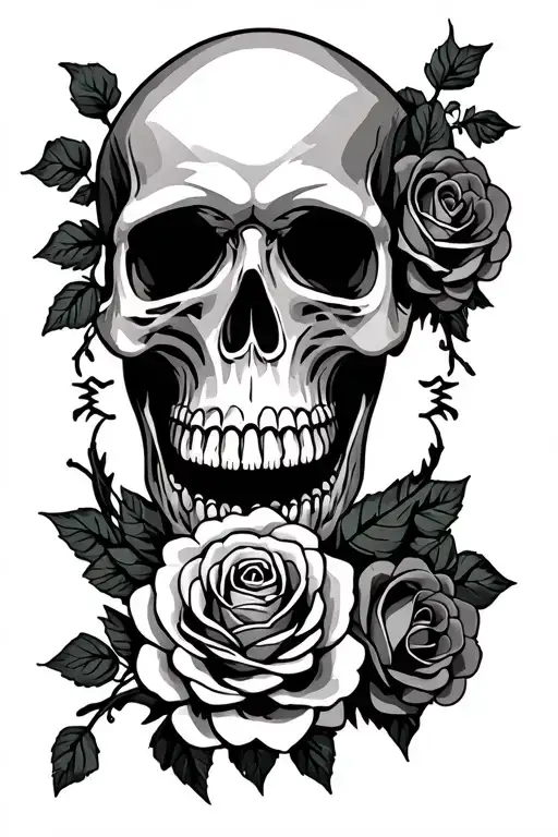 Skull And Vine Roses