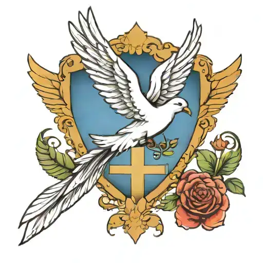 Cross And Dove Flying