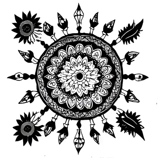 A Peaceful And Spiritual Mandala Design Incorporating Elements Of 60S Music