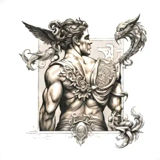 Greek Mythology Realism Black And Grey Back