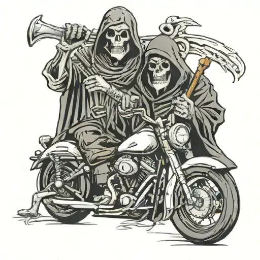 Biker Giving The Grim Reaper The Middle Finger