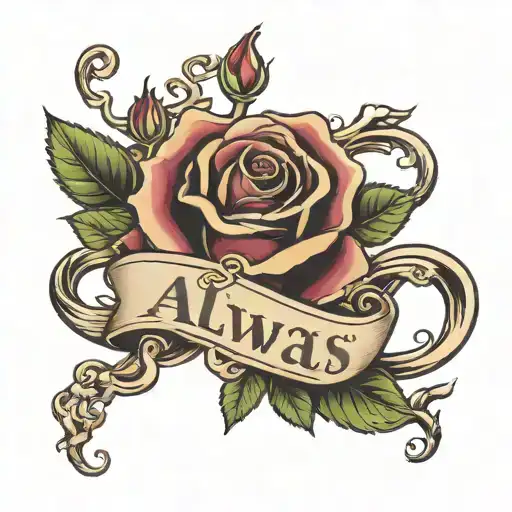 A Vine Winding Around My Arm With A Rose With The Word Always And Forever