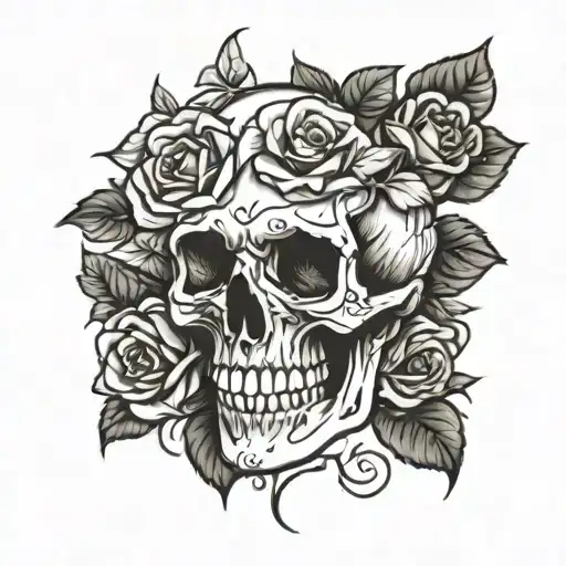 Skull And Roses Growing Dim Illuminated