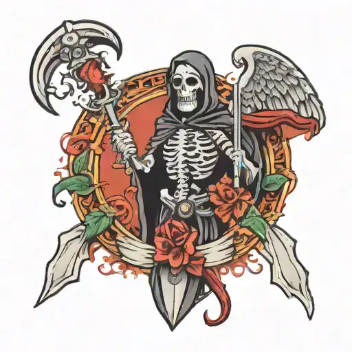 Caduceus And Grim Reaper Holding