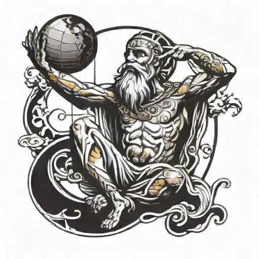 A God Holding The Globe Overhead