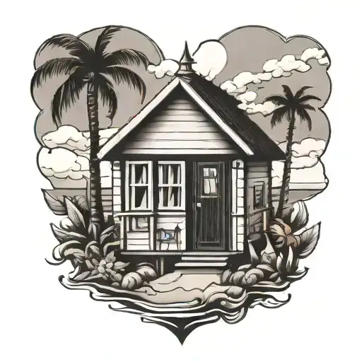 Black And White Beach Hut