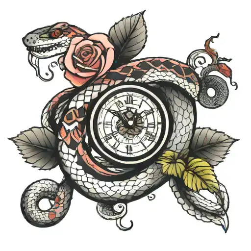 Rose Snake Clock