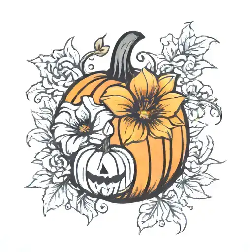 Halloween Pumpkin With Flowers
