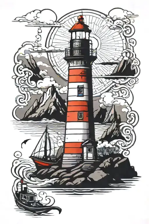 Lighthouse And Boat