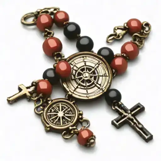 Cross Rosary Beads Compass