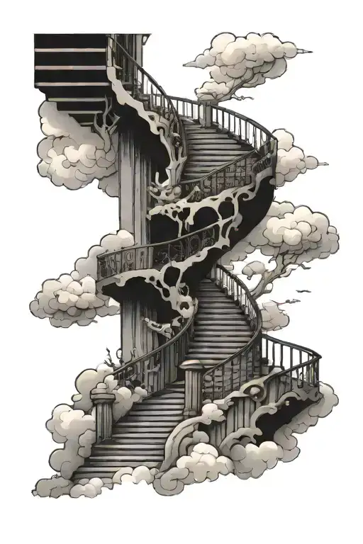 Stairway To Heaven Staircase With Clouds