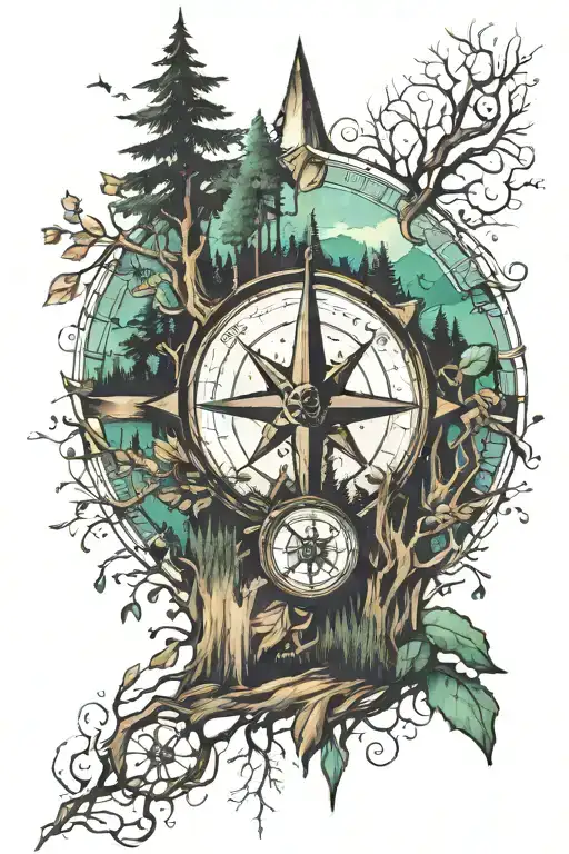 Woods Trees Compass