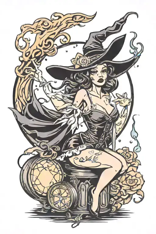Pin Up Witch Casting A Spell