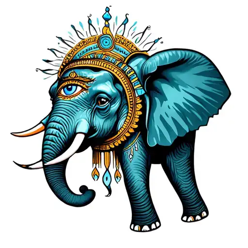 Elephant Head From Front Third Eye Surrounded