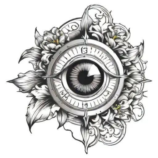 Iris Eye Tatoo Merged With A Compass Design For The Forearm
