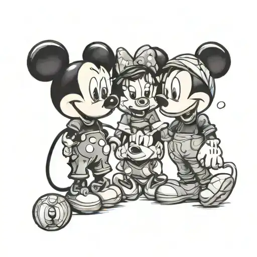 Dad Mom 2 Kids Holding Hands Holding Mickey Balloons