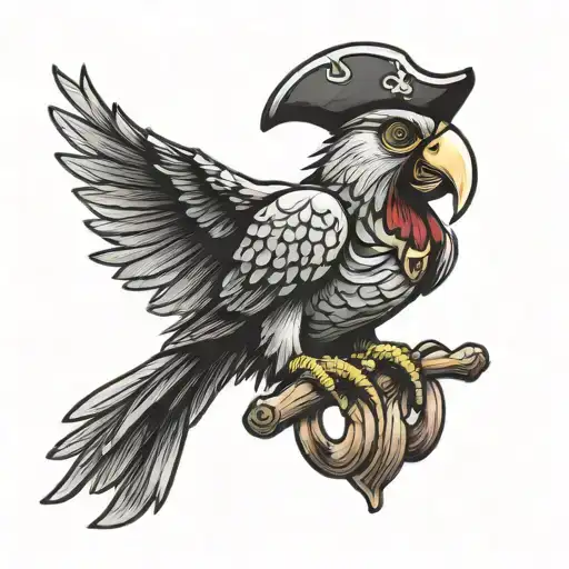 Zombie Pirate Parrot Perched