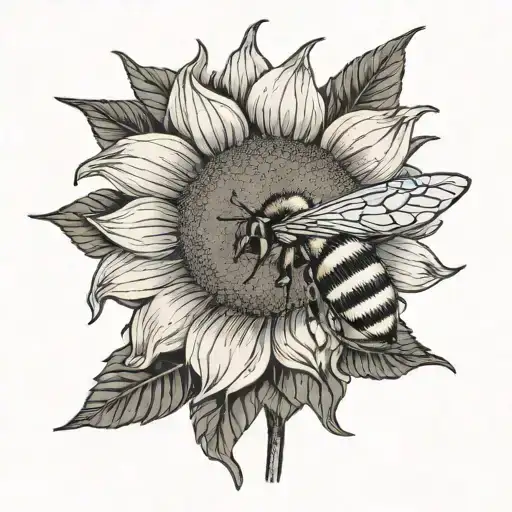 Bee On A Sunflower The Bee Looks Like A Semi Colon