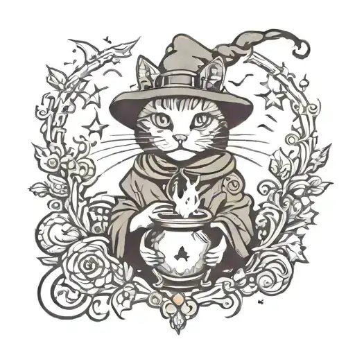 Cat Witch Casting Spells