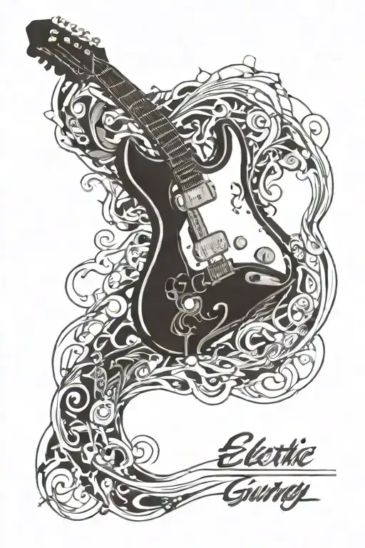 Electric Guitar Merging In Lp Vinyl Record