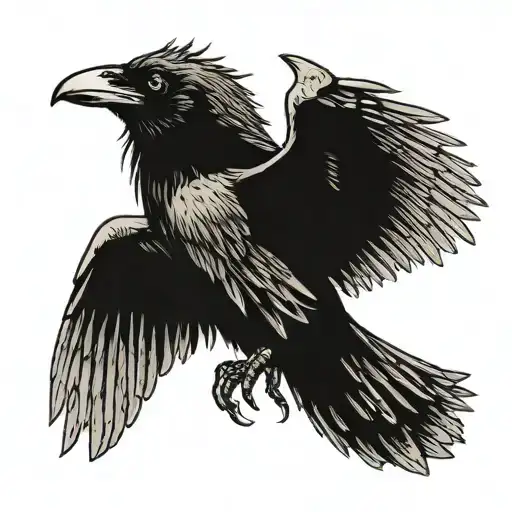 Raven With Wings Spread Across The Arm