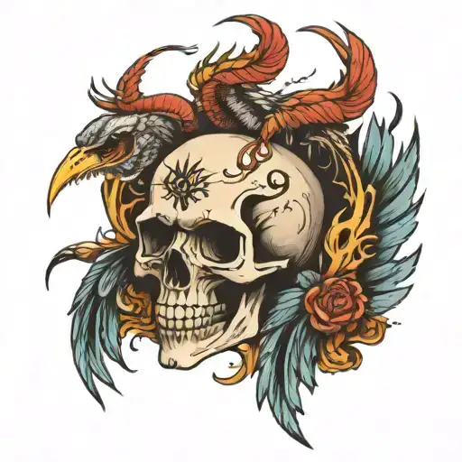 Skull With Scorpions And Fenix Flying