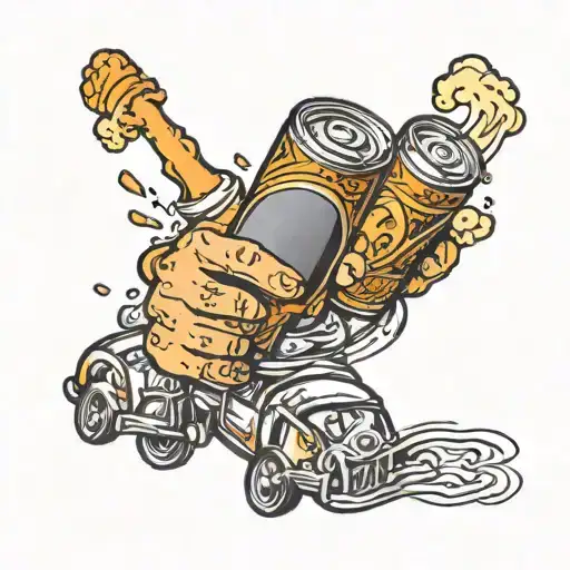 Beer Cans Cheers Motion While Driving During The Sunset