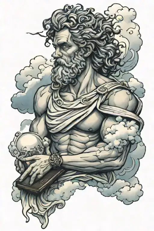 Greek God With Clouds And A Bible Quote