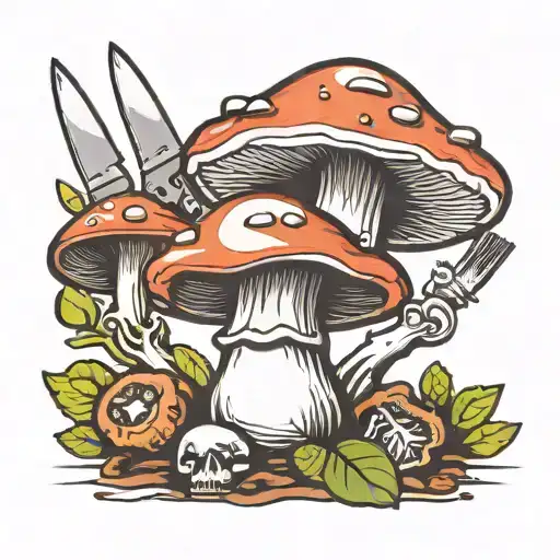 Mushroom With Chef Knives