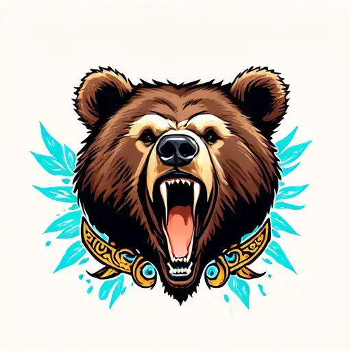 Front Facing Bear Head Roaring