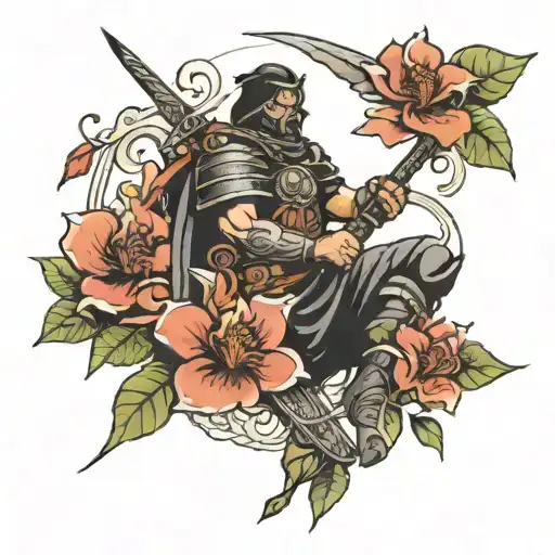 Warrior Cutting Flowers