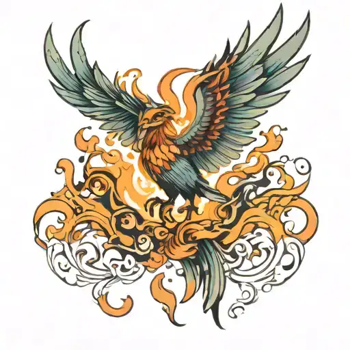 Phoenix Rising From Flames