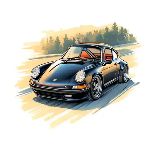 Porsche 911 Leaving A Car Counter