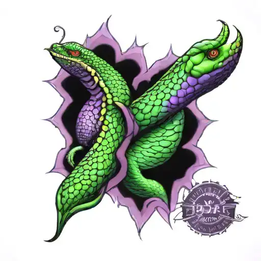 Reptile Skin On Forearms Green And Purple Color