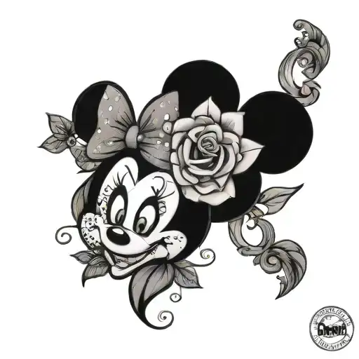 Forearm Tatto With The Natalia And A Mini Minnie Mouse At The End