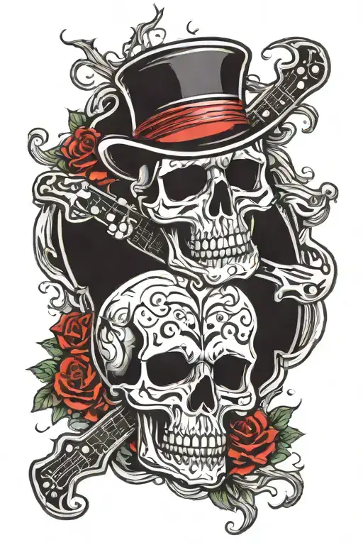 Skull And Guitar And Ace Of Spade Entwined