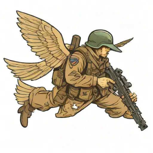 Soldier With Wings Holding Gun