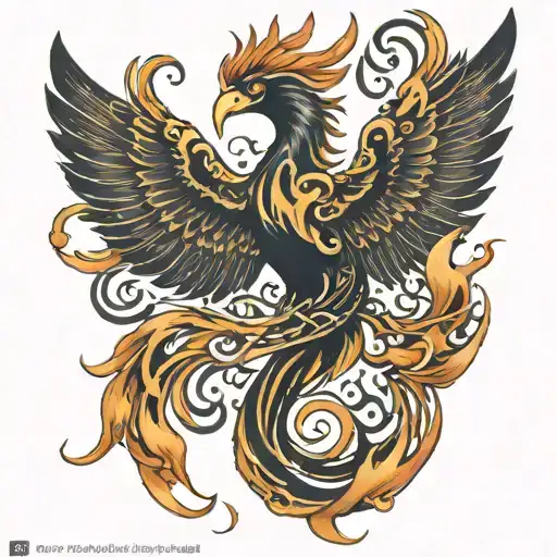 Phoenix Covered By Black Musical Notation Symbols