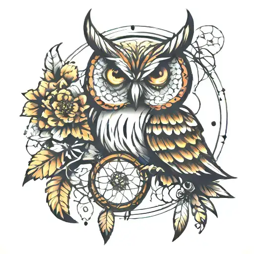 Owl And Dreamcatcher
