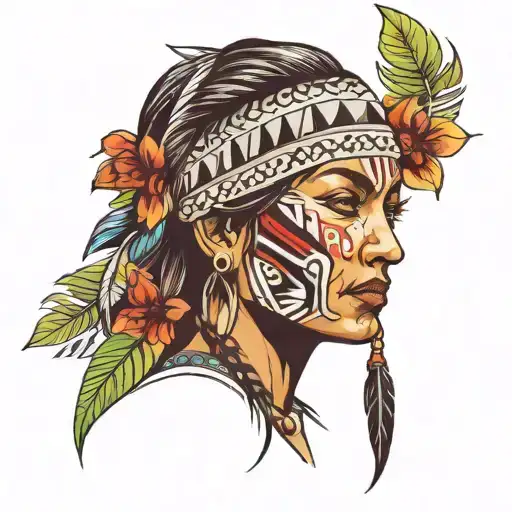 Native Women Half Face