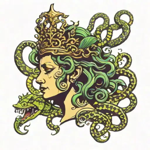 Medusa With Snakes As A Crown