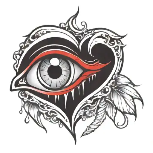 Simple Heart Shape With An Eye Inside Crying Tears Black And White